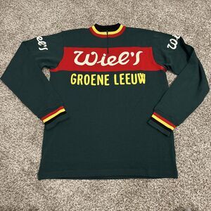 WOOLISTIC Men’s Merino Wool 1/4 Zip Sweater Cycling Wiee’s Groene Leeuw Size L